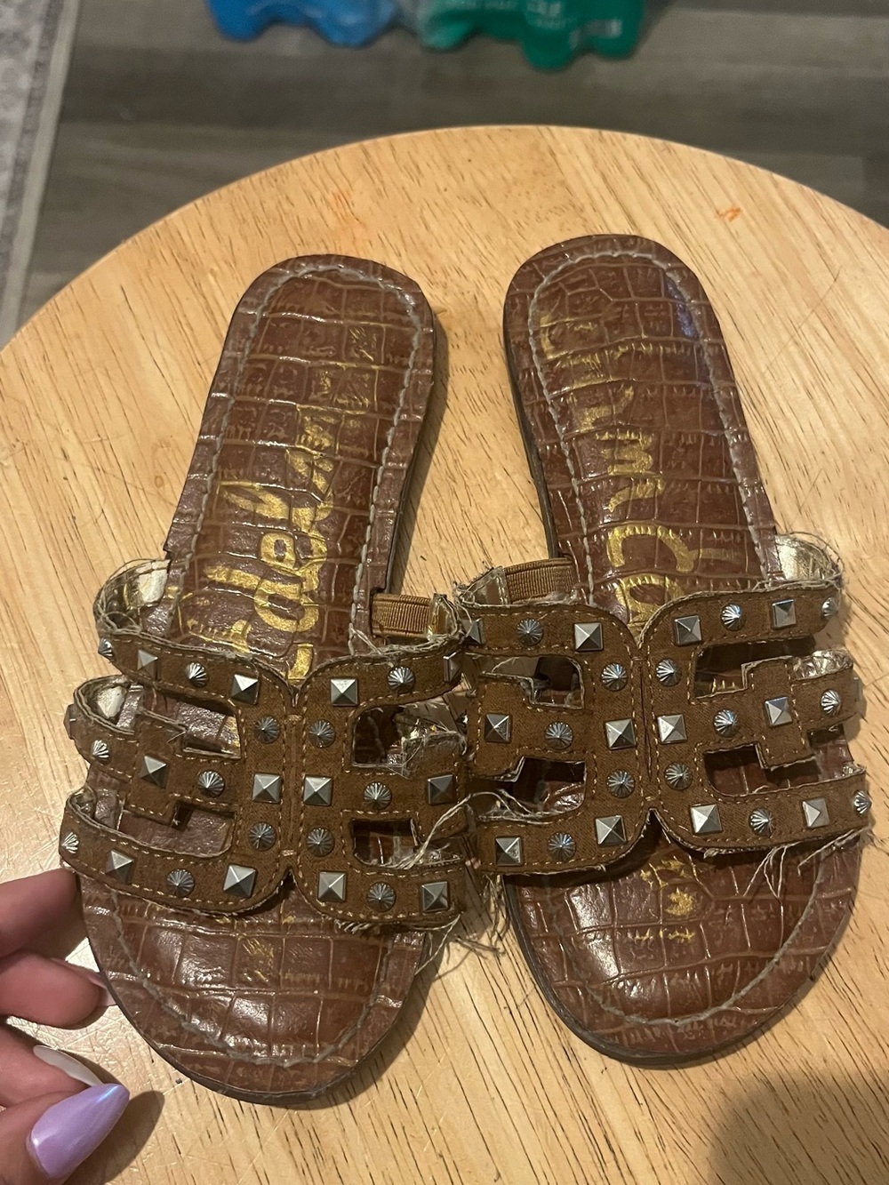 Sam Edelman Brown Studded Kids Slide Sandals